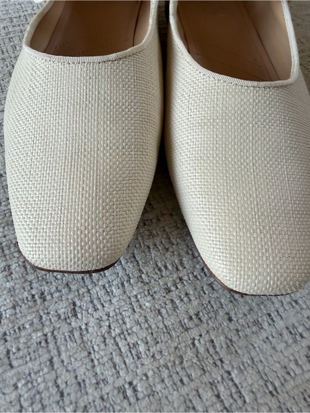 Franco Sarto Cream Textured Mary Jane Flats with Gold Buckle - Picture 3 of 5